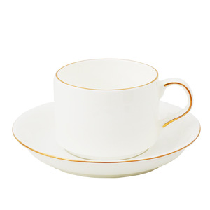 2025 Wholesale Bone China Coffee <b>Cup</b> <b>Saucer</b> Set European Style with Black Line Design Phnom Penh <b>Tea</b> <b>Cup</b> for Back to School - Product Image 2