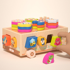 Qiaike nuovi giocattoli <span class=keywords><strong>Montessori</strong></span> blocchi di legno forma Sorter impilamento educativi giocattoli di apprendimento per i regali della bambina - Product Image 5