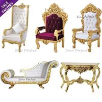 Chaises de trône royales de luxe haut de gamme pour roi et reine, dossier haut, moins chères, dorées, chaise de mariage royale de luxe pour le marié et la mariée