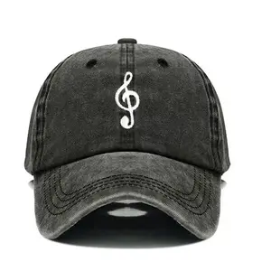 Gorra de béisbol transpirable con sombrilla unisex con bordado de notas musicales para deportes al aire libre