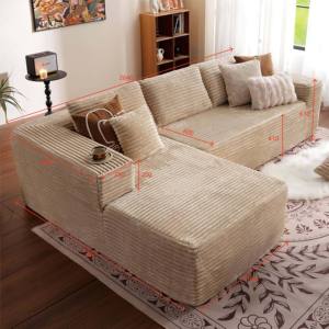 Sofá Seccional Modular en Forma de L de Lujo, Tapizado en Corduroy, Comprimido al Vacío, para Decoración Moderna del Hogar - Product Image 6