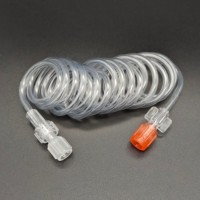 Tubes en spirale en plastique personnalisés de 3.4*2.0mm de 1500mm avec bouchons de protection de connecteur Luer Lock mâle
