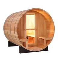 Jendela pintu kaca panorama kayu Cedar merah Finlandia tradisional 4-6 orang kayu ditembakan barel Sauna dengan fungsi uap kering