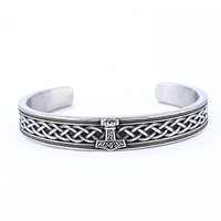 Viking Thor Marteau Celtique En Acier Inoxydable Nordique Mode Bracelet Manchette Bracelet pour Hommes Amulette Bijoux Bras Bracelet