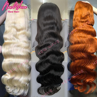 Pelucas de Cabello Humano Virgen Indio Largo Rojizo con Encaje Frontal y Pelo de Bebé, Peluca Completa sin Pegamento Transparente HD 13X4