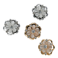 Kancing Shank Premium Ramah Lingkungan 22mm Desain Floral dari Paduan Seng dengan Lapisan dan Pinggiran Berhias Berlian Imitasi untuk Pakaian Fashion