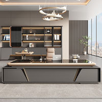 Bureau de direction moderne haut de gamme en forme de L avec armoire pour PDG et directeur - Collection complète de mobilier de bureau