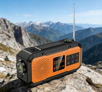 Radio AM/FM de Supervivencia para Exteriores con Manivela y Energía Solar, Altavoz BT, Brújula, Alarma SOS, Linterna y Banco de Energía para Camping