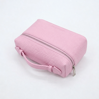 Trousse de Toilette Rose Bébé Personnalisée en Cuir PU avec Fermeture Éclair, Poignée Souple, Organisateur de Voyage Portable pour Cosmétiques et Soins de la Peau pour Femme