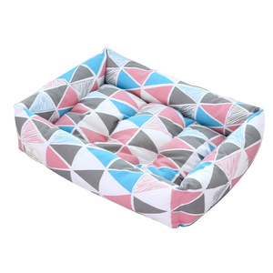 Double-<b>Sided</b> Geometric Dog <b>Bed</b> Rectangle Polyester Fiber Fill Breathable Warm Pet <b>Bed</b> <b>For</b> Dogs Cats Hand Washable - Product Image 1