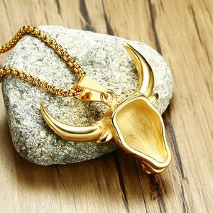 MECYLIFE-Colgante <span class=keywords><strong>de</strong></span> joyería Punk para hombre, joyería <span class=keywords><strong>de</strong></span> animales <span class=keywords><strong>de</strong></span> acero inoxidable chapado en oro <span class=keywords><strong>de</strong></span> 18K, collar con cuerno <span class=keywords><strong>de</strong></span> <span class=keywords><strong>vaca</strong></span> - Product Image 2