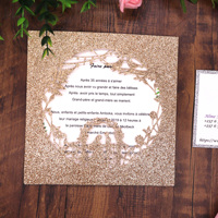 Prix usine personnalisé paillettes découpé au Laser évidé mariée marié amoureux veste pour invitation de mariage carte de Profession