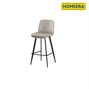 Sgabello da Bar Homeera HLR-20 con Telaio in Metallo Grigio e Schienale, Arredamento Moderno Contemporaneo per Bar - Product Image 1