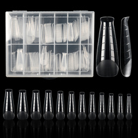 Marque privée 120 pièces presse sans c courbe carré ongles conseils transparent français doux gel ongles pointe boîte de rangement