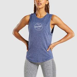 Camiseta sin mangas de algodón informal para mujer, personalizada con logotipo, de alta calidad, transpirable, ecológica, de longitud regular, tejido acanalado suave para entrenamiento - Product Image 3