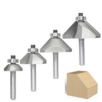 4 pièces, fraises à chanfreiner rondes à 45 degrés, 1/4 de pouce, avec roulement, outils de coupe CNC, fraises à bois