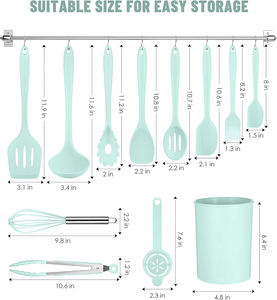 Wholesale Wholesale 12 Pcs Kitchen Cooking Utensil Set Holder Baking Gadget Nonstick <b>Silicone</b> <b>Spatula</b> Kitchenware With Wood - Product Image 5