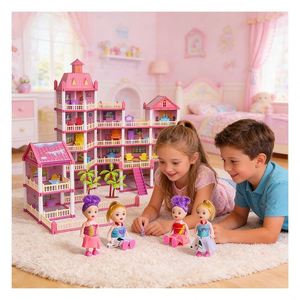 Kit de Casa de Muñecas de Plástico PVC con Muebles y Accesorios, Juguete DIY, Miniatura de Casa para Niños, Fiesta de Cumpleaños - Product Image 3