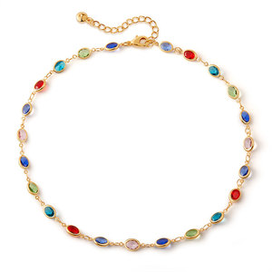 Collar <span class=keywords><strong>de</strong></span> Gargantilla con Cuentas <span class=keywords><strong>de</strong></span> Cristal <span class=keywords><strong>de</strong></span> Colores Chapado en Oro <span class=keywords><strong>de</strong></span> 18K, Estilo Boho Arcoíris, Joyería <span class=keywords><strong>de</strong></span> Verano para Mujer, Estilo INS - Product Image 5