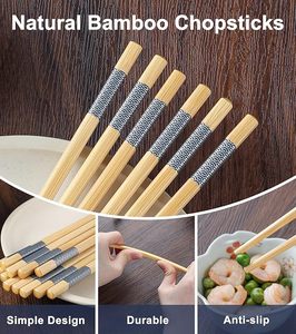 Palillos de Bambú Reutilizables Estilo Japonés con Diseño de Ondas para Sushi, Hogar, <span class=keywords><strong>Restaurante</strong></span>, Aptos para Lavavajillas - Product Image 1
