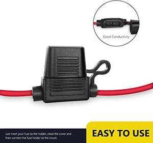 Kehan ATM/ATC мини-держатель предохранителя, водонепроницаемый автомобильный Встроенный держатель предохранителя 18AWG 15 см - Product Image 2