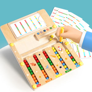 Jouets en bois : <span class=keywords><strong>labyrinthe</strong></span> à billes avec stylo et perles, <span class=keywords><strong>jeu</strong></span> <span class=keywords><strong>de</strong></span> déplacement, apprentissage du comptage et du tri des couleurs, puzzle en bois - Product Image 3
