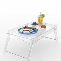 Plateau de lit en acrylique avec pieds pliables, plateau de petit-déjeuner pour canapé