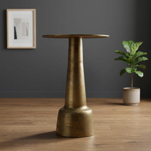 Mesa de Centro Moderna Golden Hour con Base Cónica, Muebles Contemporáneos para Sala de Estar, Diseño Metálico Hecho a Mano - Product Image 6