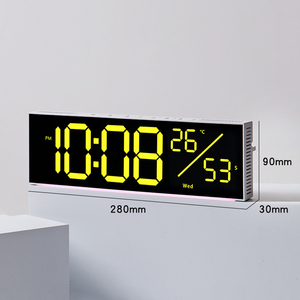 カスタムロゴ入り3in1ネオンライト大型パネルトップベストアラームデジタルLED大型スクリーンディスプレイアートモダンラグジュアリー壁掛けLED時計 - Product Image 5