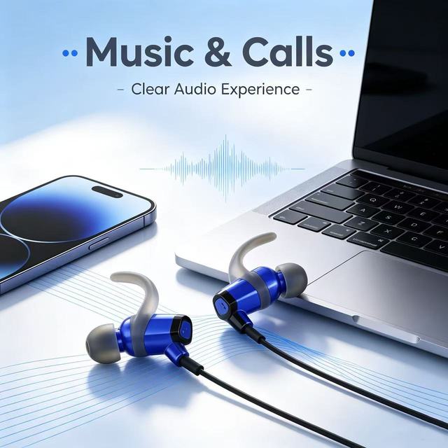 2026 New Design Blue Gold Type-C Wired In-ear Earbuds with ENC & IPX-4 1.1m Wired Earphones Hybrid Driver for Students&Office