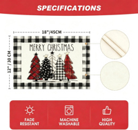 Chemin de table à motif écossais Buffalo pour Noël avec sets de table et housses de coussin, décoration de table de Noël, support OEM