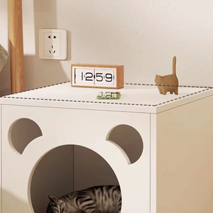 Cama para Gatos Clásica Cuadrada con Patas de Madera Maciza y Mesita de Noche - Diseño Ecológico y Duradero con Características Desmontables y Lavables - Product Image 6