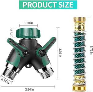 Divisor de manguera de jardín ECO FRIENDLY resistente de 2 vías Conector de vías en Y de 3/4 "con 2 válvulas Cuerpo de aleación de <span class=keywords><strong>zinc</strong></span> y agarre de goma - Product Image 3