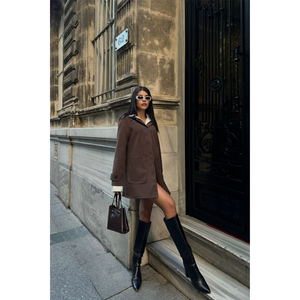 Blazer en cachemire marron à manches longues, tissé, pour femme, taille S, collection automne - Product Image 5