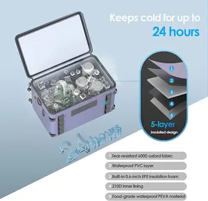 Double Layer Lunch Soft 20 Can Insulated Cooler Bag Portable Ice Chest Box For Lunch Beach