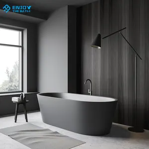 Bak mandi berdiri bebas, bak mandi batu Resin akrilik permukaan padat bak mandi akrilik berdiri Modern