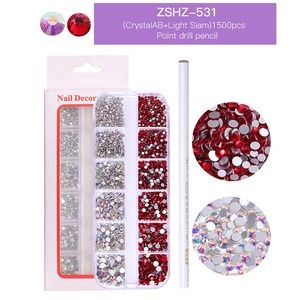 12 Grilles Coloré AB Cristal Nail <span class=keywords><strong>Strass</strong></span> <span class=keywords><strong>avec</strong></span> Point Perceuse Stylo 3D Mixte Caviar Perles Diamant Nail Charmes Nail Art Décoration - Product Image 6
