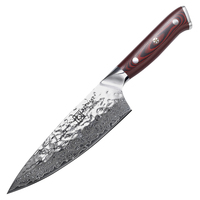 Couteau de chef 6,5 pouces en acier Damas japonais à 67 couches avec manche en G10, couteau de cuisine avec boîte cadeau