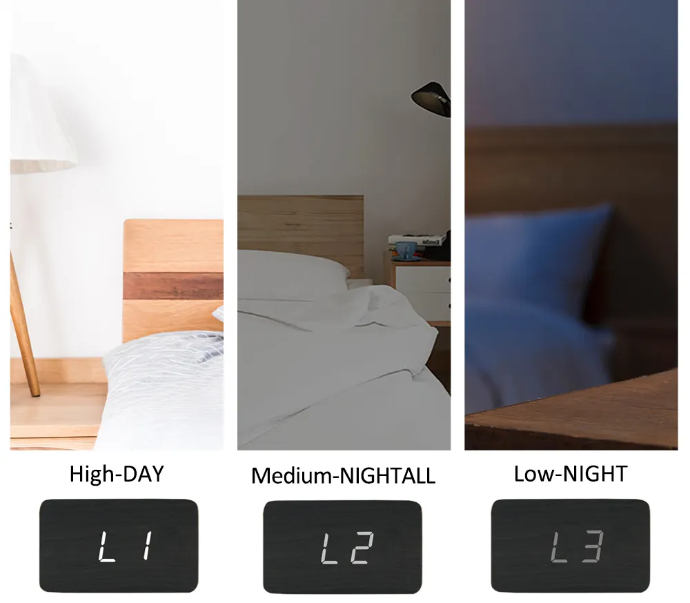 Clock Digital EMAF Minimalist Bedroom Decorative Mini Digital Wooden LED Clock Professional Alarm Clock With Temperature Sensor