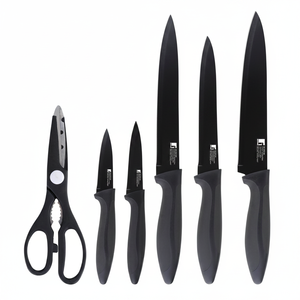 Juego de cuchillos y tijeras Bergner OSAKA de 5 piezas en acero inoxidable, negro - Product Image 2