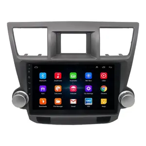 Android 10.0 Gaya Tesla 2DIN Studio Radio, Pemutar Video Mobil Stereo Sistem Sentuh untuk Toyota Highlander 2007-2013