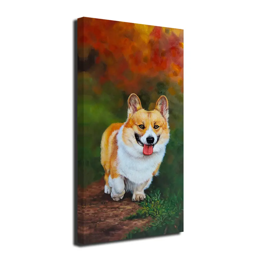 Lukisan minyak lukis tangan seni asli gambar anjing hewan profesional kustom di kanvas untuk dekorasi dinding rumah