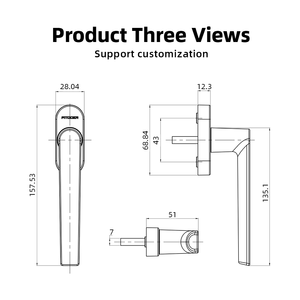 AT097 Adaptieve elastische raamgreep van roestvrij staal, afneembare raamgreep voor Frans balkon - Product Image 2