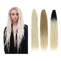 Shinein Boho Style Bouclés Synthétiques Dreadlock Boîte Tresses Ombre Blonde Double Extrémité Extensions de Cheveux avec Extrémités Bouclées