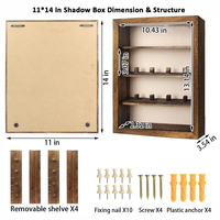 Boîte à souvenirs en bois personnalisée 11x14 avec porte magnétique et étagères amovibles, boîte à ombre DIY pour médailles, fleurs et objets commémoratifs