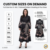 Robe Midi Florale Vintage Sur Mesure avec Ceinture pour Bureau, Soirée, Cérémonie, Mariage, Invitée, Grandes Tailles