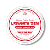 LIFEWORTH Boisson énergisante alternative Nootropic Focus Wildberry Mushroom 20 Pochettes Can