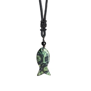 Collier pendentif poisson en cristal naturel, cordon tressé noir réglable, breloque poisson en pierre gemme de guérison, ras-de-cou - Product Image 5