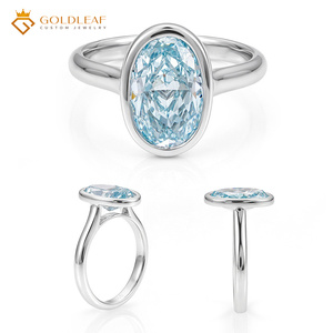 Anillo de Compromiso Solitario Goldleafgem S925 de Plata con Diamante Cultivado en Laboratorio de Corte Ovalado, Personalizado de 1CT, 2CT, 3CT, con Certificado IGI - Product Image 1