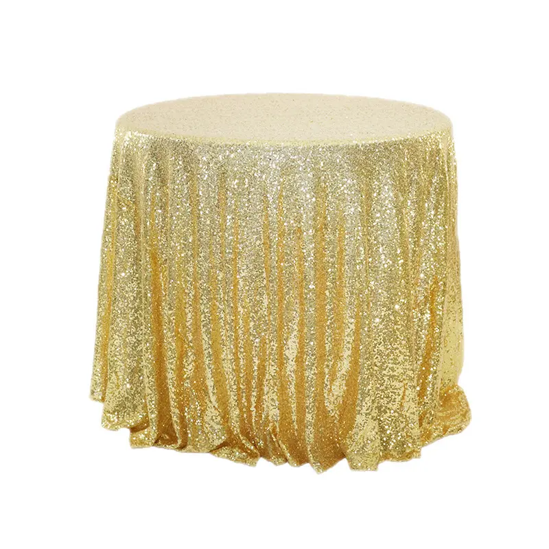 丸い長方形のカスタムサイズようこそFunda de lentejuelasスパンコールテーブルカバーキラキラ結婚披露宴装飾テーブルクロス